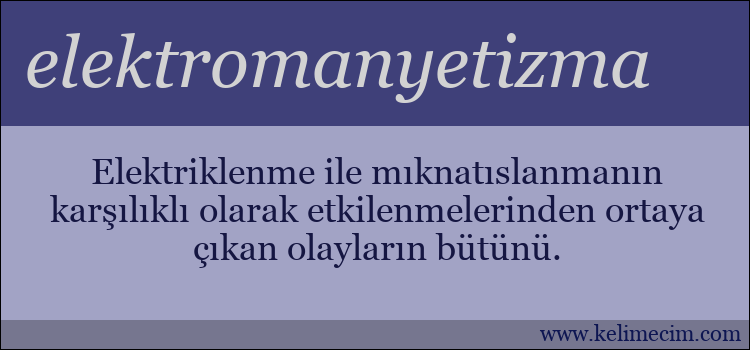 elektromanyetizma kelimesinin anlamı ne demek?