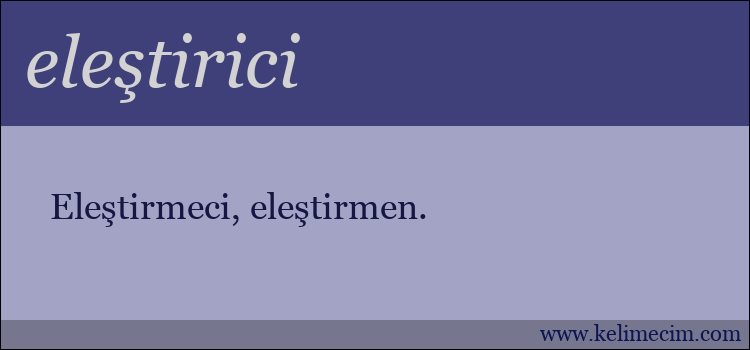 eleştirici kelimesinin anlamı ne demek?