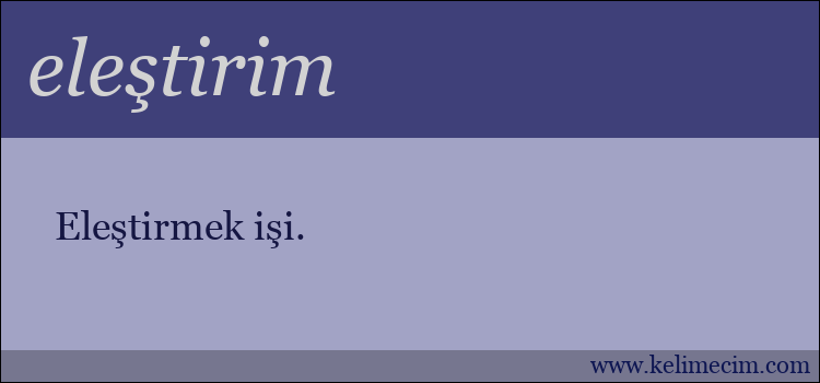 eleştirim kelimesinin anlamı ne demek?