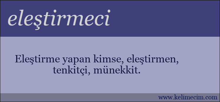 eleştirmeci kelimesinin anlamı ne demek?