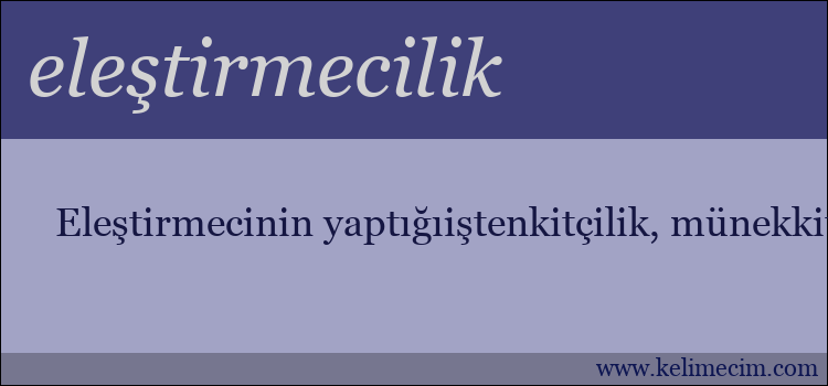 eleştirmecilik kelimesinin anlamı ne demek?