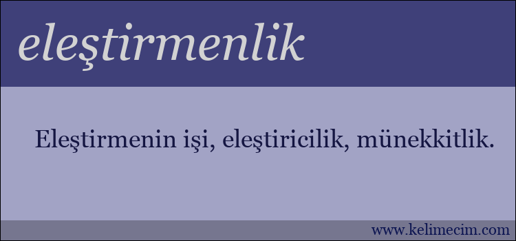 eleştirmenlik kelimesinin anlamı ne demek?