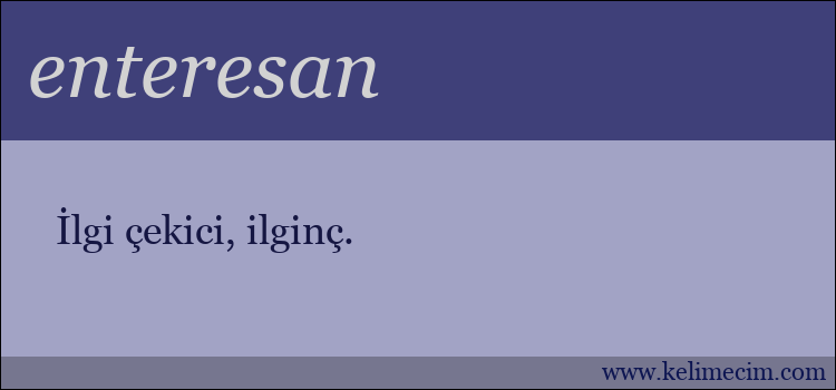 enteresan kelimesinin anlamı ne demek?