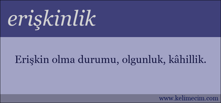 erişkinlik kelimesinin anlamı ne demek?