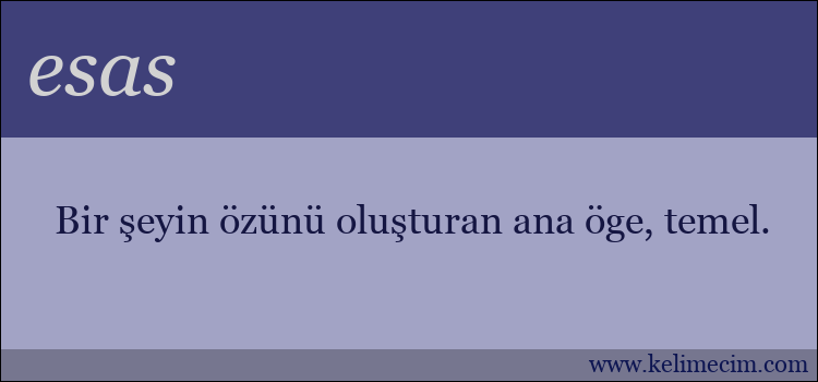 esas kelimesinin anlamı ne demek?