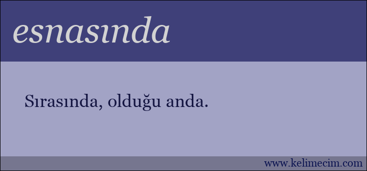 esnasında kelimesinin anlamı ne demek?