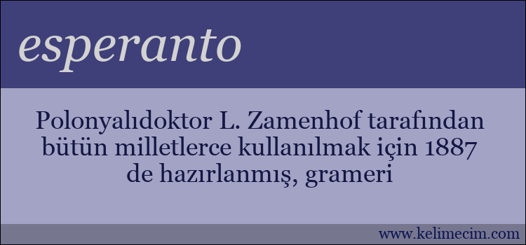 esperanto kelimesinin anlamı ne demek?