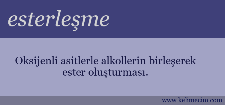 esterleşme kelimesinin anlamı ne demek?