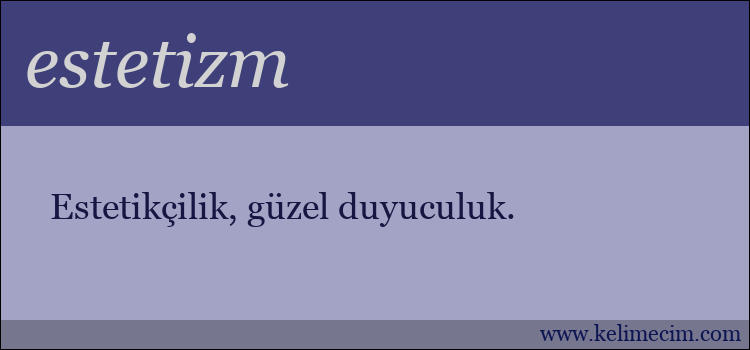 estetizm kelimesinin anlamı ne demek?