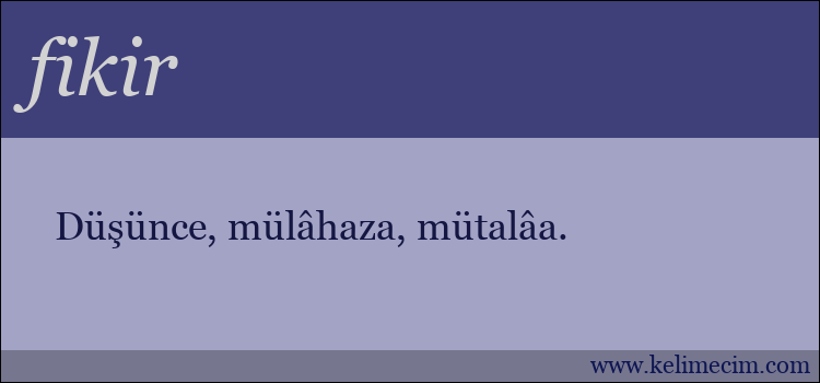 fikir kelimesinin anlamı ne demek?