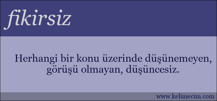 fikirsiz kelimesinin anlamı ne demek?