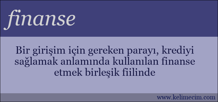 finanse kelimesinin anlamı ne demek?