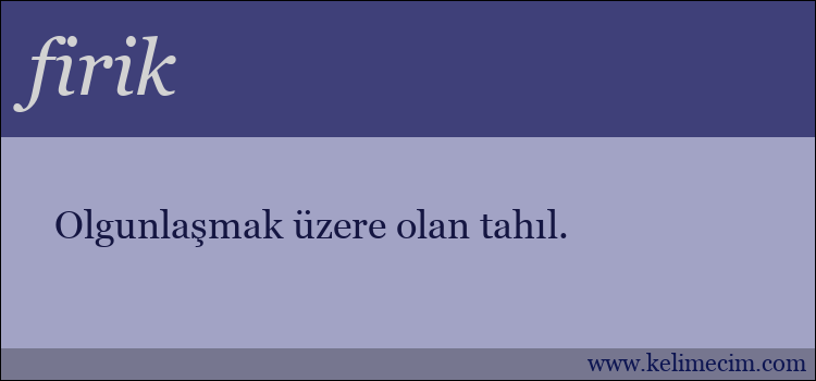 firik kelimesinin anlamı ne demek?