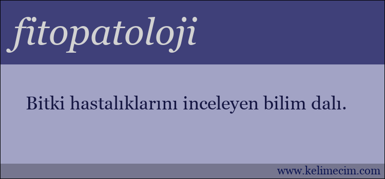 fitopatoloji kelimesinin anlamı ne demek?