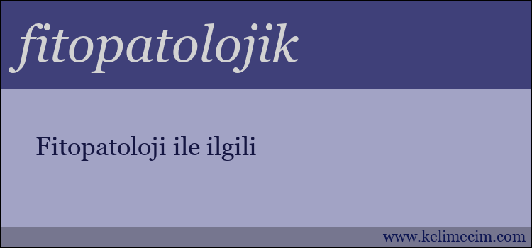 fitopatolojik kelimesinin anlamı ne demek?