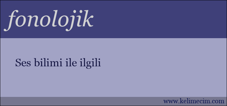 fonolojik kelimesinin anlamı ne demek?