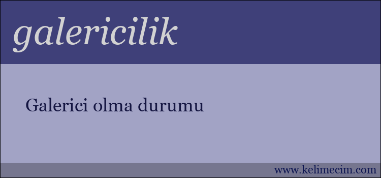 galericilik kelimesinin anlamı ne demek?