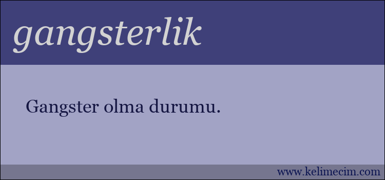 gangsterlik kelimesinin anlamı ne demek?