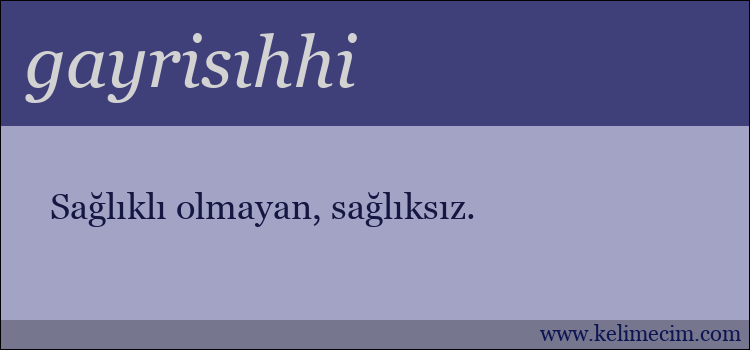 gayrisıhhi kelimesinin anlamı ne demek?