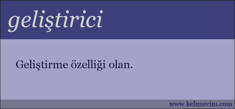 geliştirici kelimesinin anlamı ne demek?