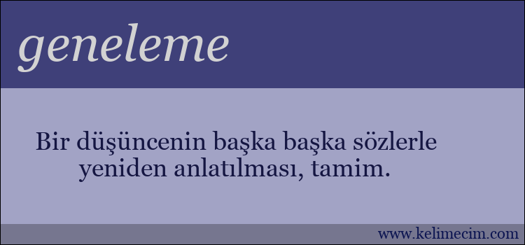 geneleme kelimesinin anlamı ne demek?