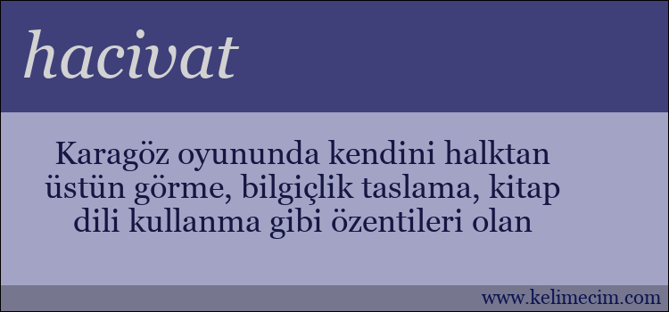 hacivat kelimesinin anlamı ne demek?