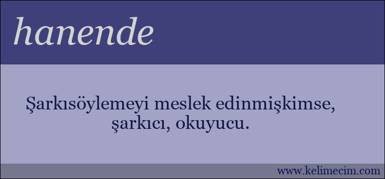 hanende kelimesinin anlamı ne demek?