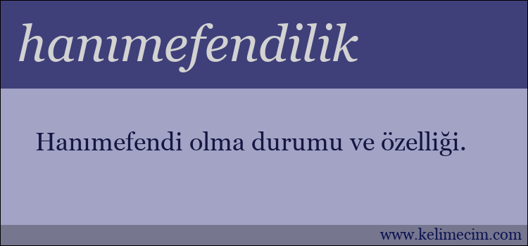 hanımefendilik kelimesinin anlamı ne demek?