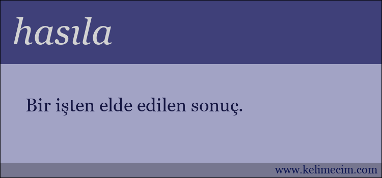 hasıla kelimesinin anlamı ne demek?