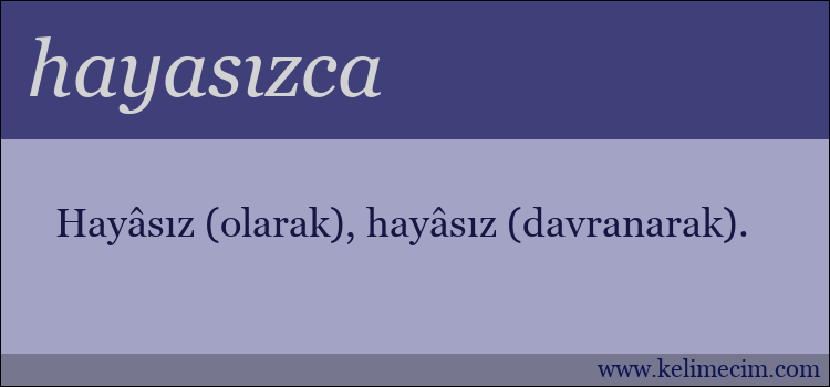 hayasızca kelimesinin anlamı ne demek?