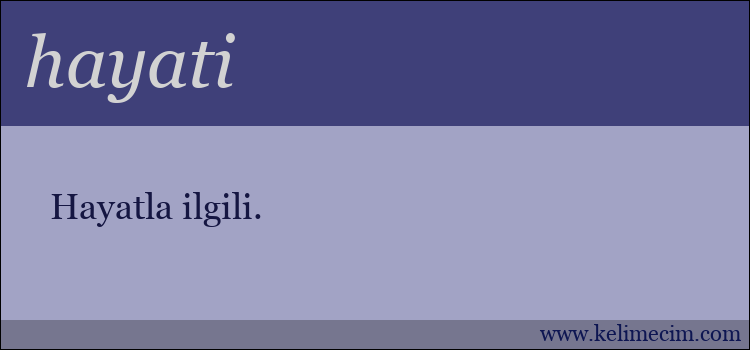 hayati kelimesinin anlamı ne demek?