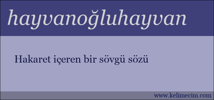 hayvanoğluhayvan kelimesinin anlamı ne demek?