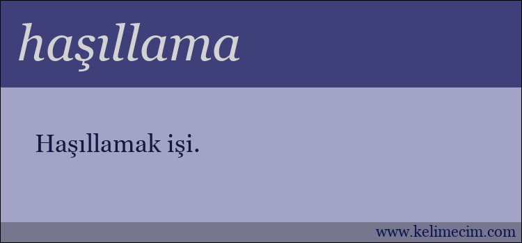 haşıllama kelimesinin anlamı ne demek?