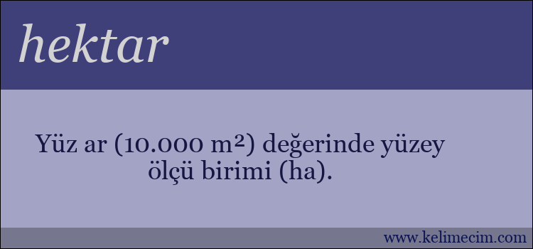 hektar kelimesinin anlamı ne demek?