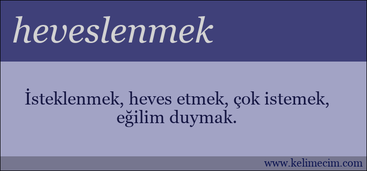 heveslenmek kelimesinin anlamı ne demek?