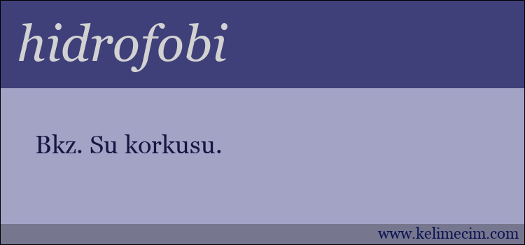 hidrofobi kelimesinin anlamı ne demek?