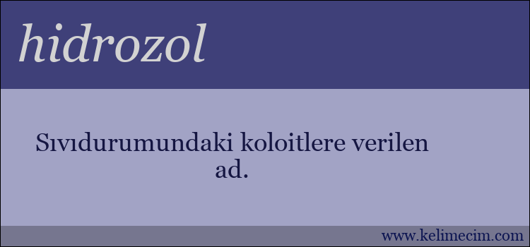 hidrozol kelimesinin anlamı ne demek?