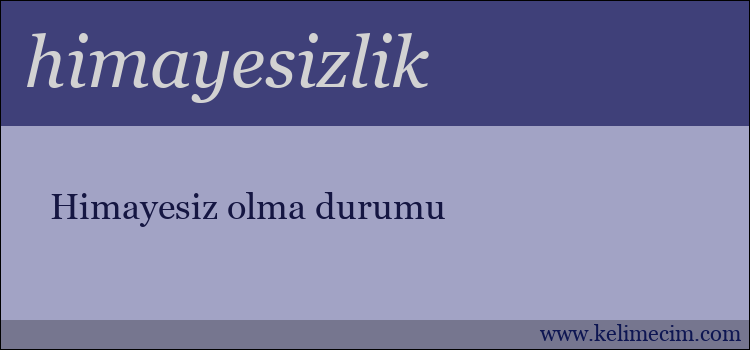 himayesizlik kelimesinin anlamı ne demek?