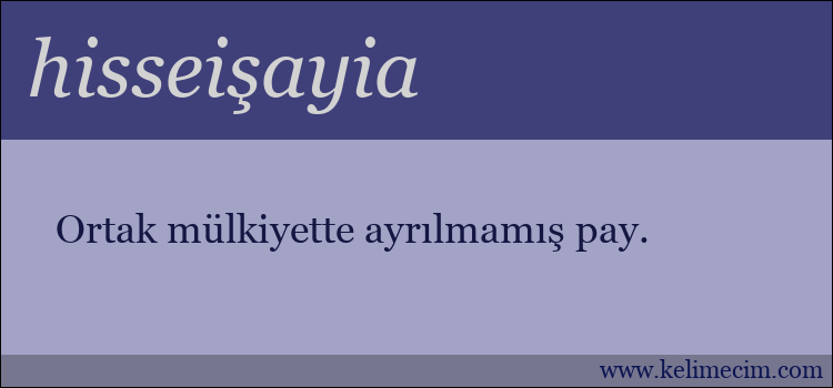 hisseişayia kelimesinin anlamı ne demek?