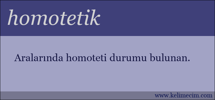 homotetik kelimesinin anlamı ne demek?