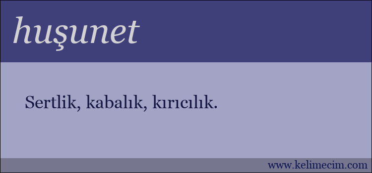 huşunet kelimesinin anlamı ne demek?