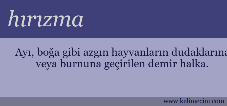 hırızma kelimesinin anlamı ne demek?