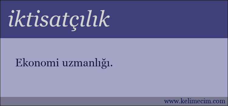 iktisatçılık kelimesinin anlamı ne demek?