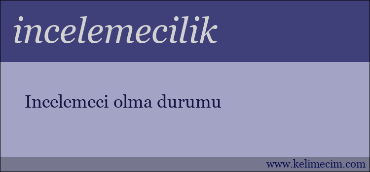 incelemecilik kelimesinin anlamı ne demek?