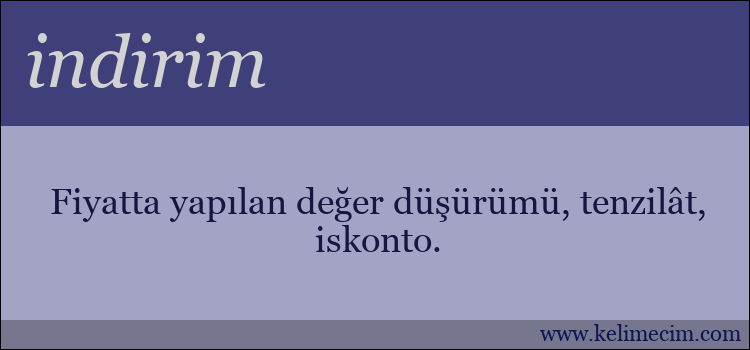 indirim kelimesinin anlamı ne demek?