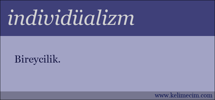 individüalizm kelimesinin anlamı ne demek?