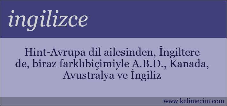 ingilizce kelimesinin anlamı ne demek?