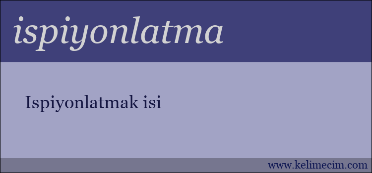 ispiyonlatma kelimesinin anlamı ne demek?