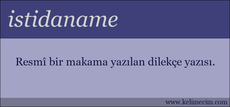 istidaname kelimesinin anlamı ne demek?