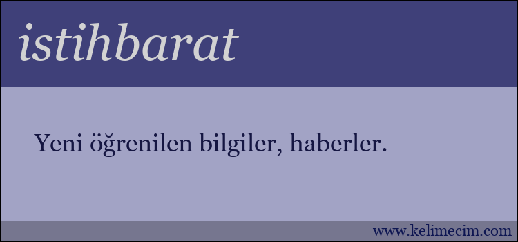 istihbarat kelimesinin anlamı ne demek?